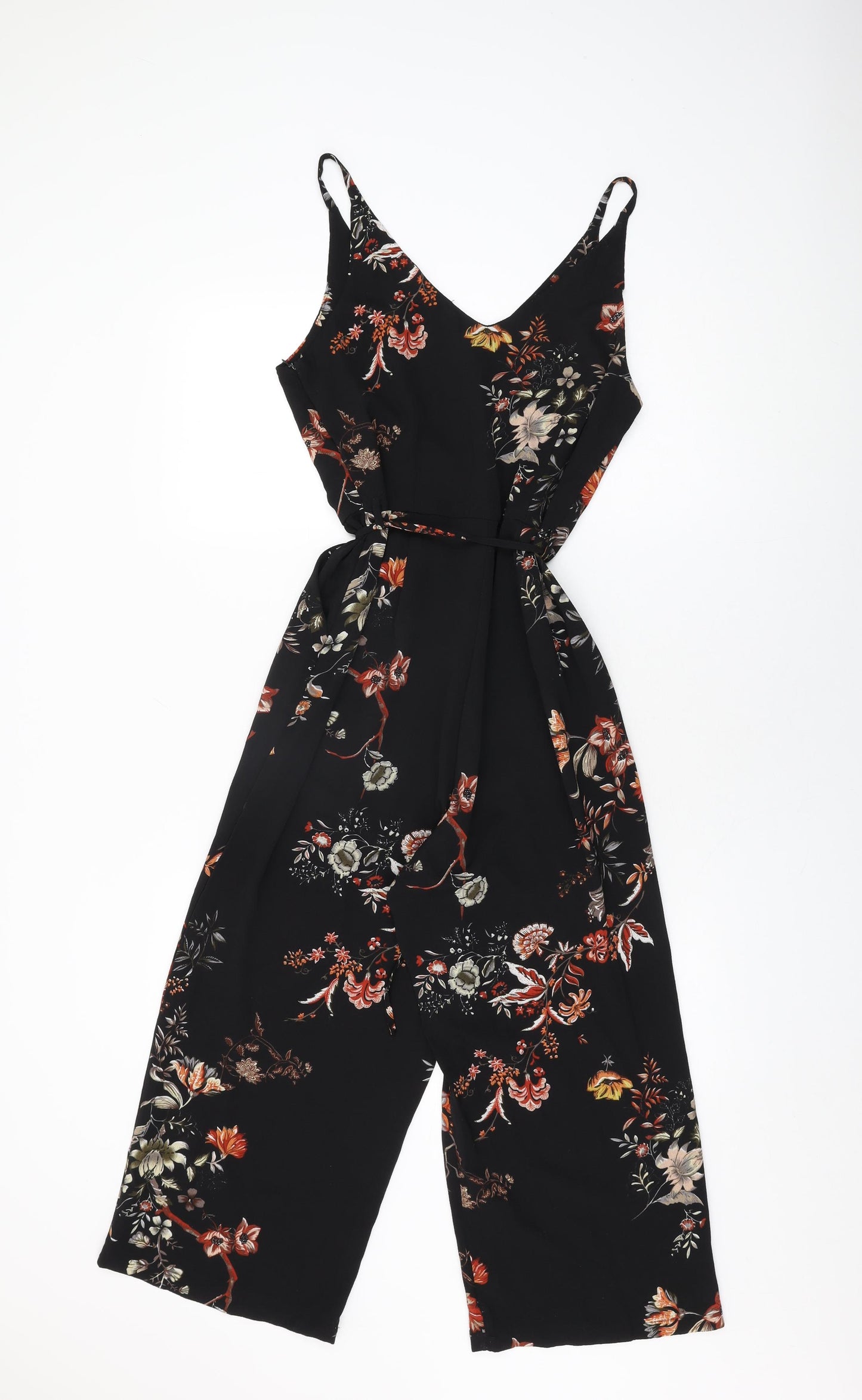 AX Paris Womens Black Floral Polyester Jumpsuit One-Piece Size 8 L22 in Zip