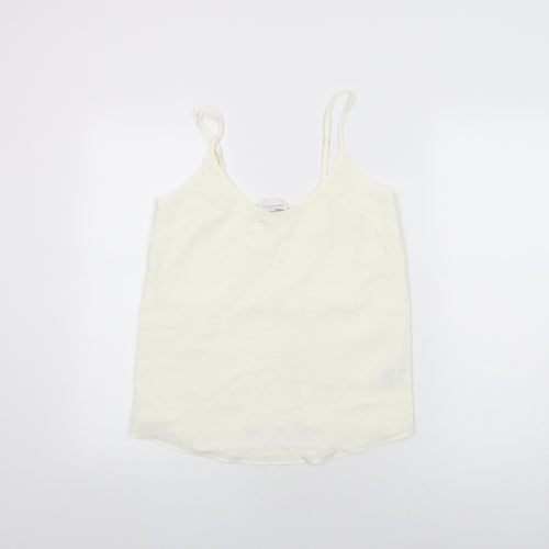 Topshop Womens White Polyester Camisole T-Shirt Size 6 Round Neck