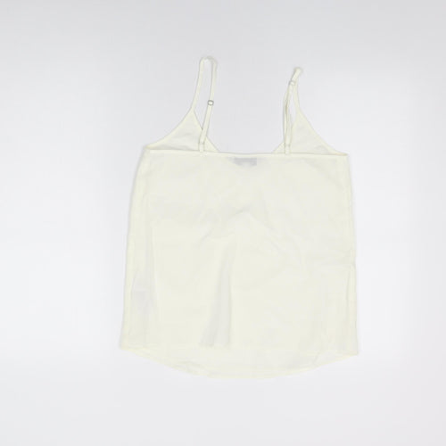 Topshop Womens White Polyester Camisole T-Shirt Size 6 Round Neck