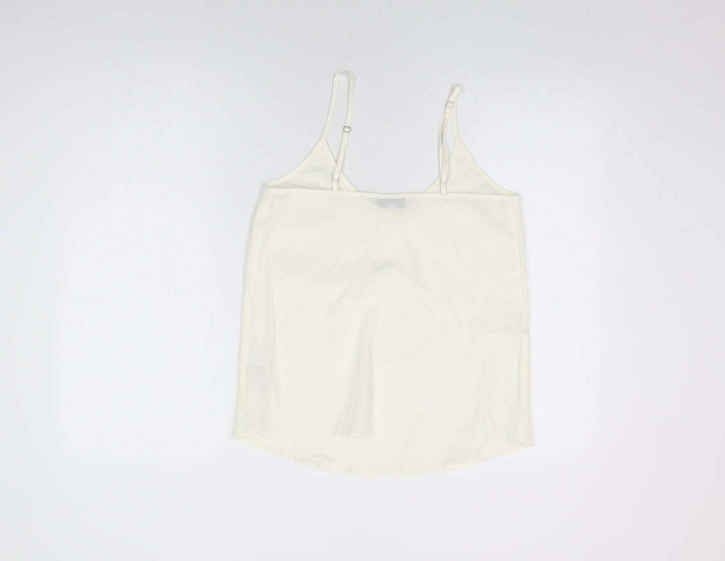 Topshop Womens White Polyester Camisole T-Shirt Size 6 Round Neck