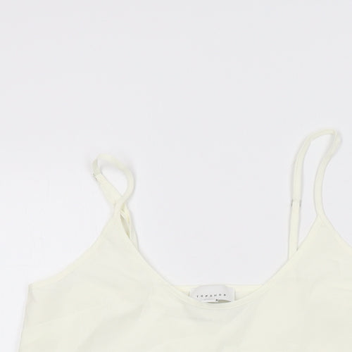 Topshop Womens White Polyester Camisole T-Shirt Size 6 Round Neck