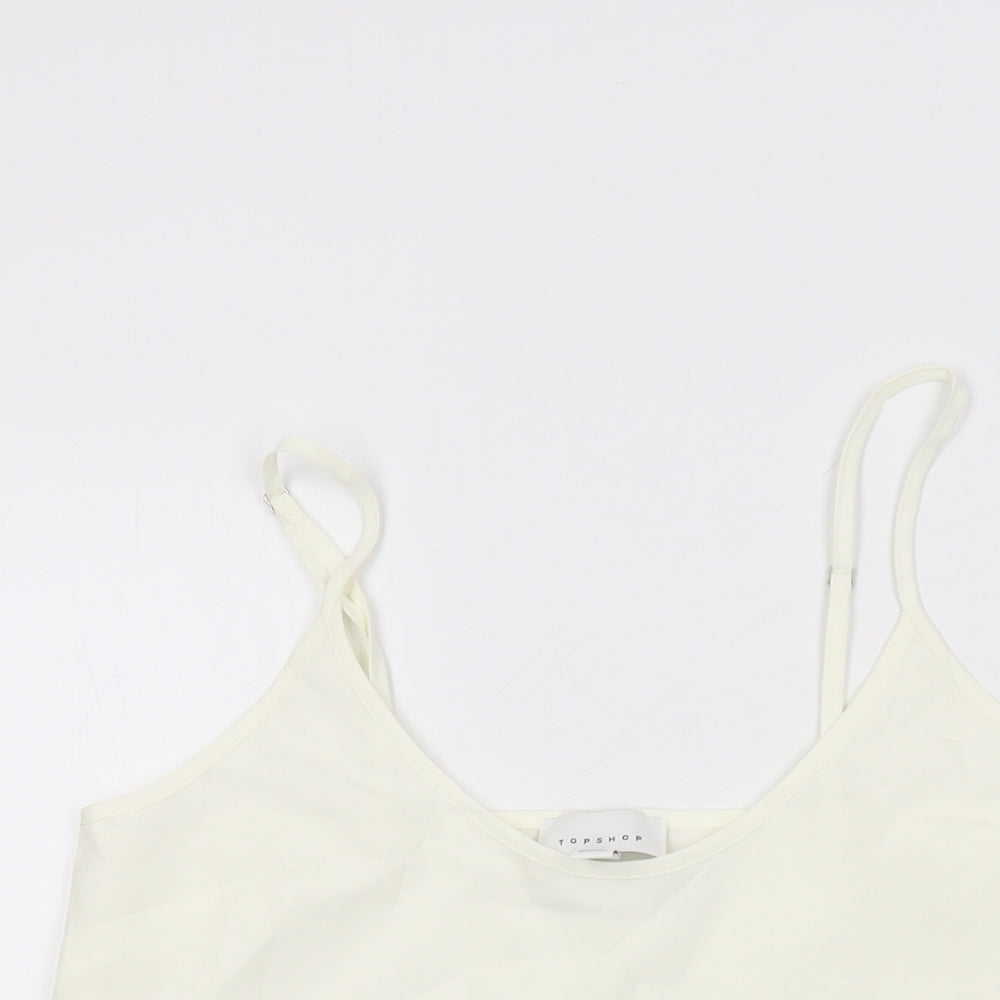 Topshop Womens White Polyester Camisole T-Shirt Size 6 Round Neck