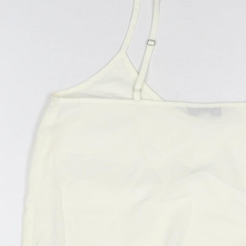 Topshop Womens White Polyester Camisole T-Shirt Size 6 Round Neck