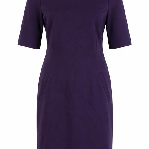 Lands' End Womens Purple Rayon Bodycon Size 14 Round Neck Zip