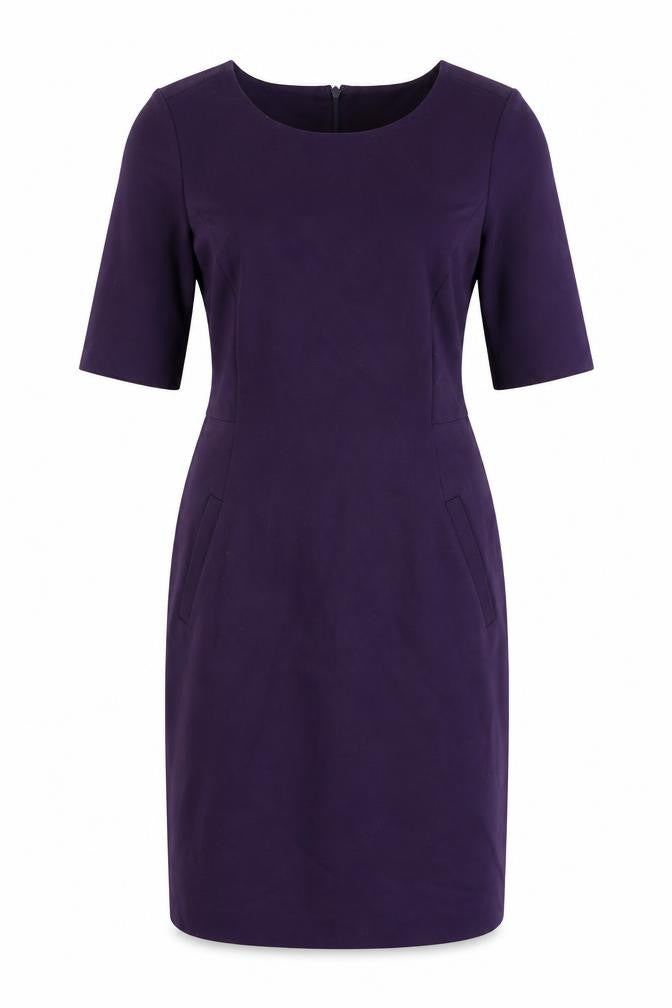 Lands' End Womens Purple Rayon Bodycon Size 14 Round Neck Zip