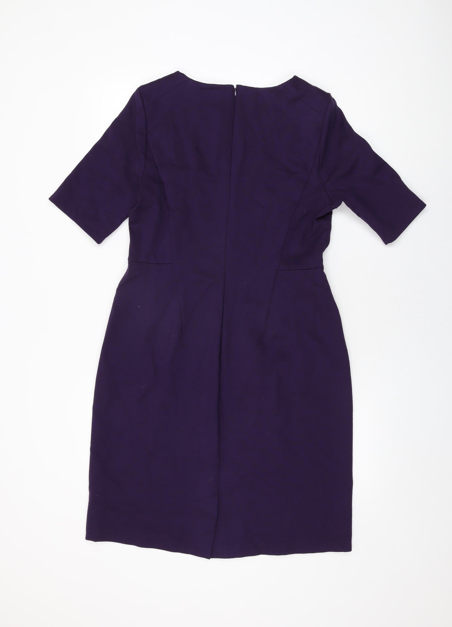 Lands' End Womens Purple Rayon Bodycon Size 14 Round Neck Zip