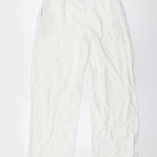 David Nieper Womens White Linen Trousers Size 12 L28 in Regular