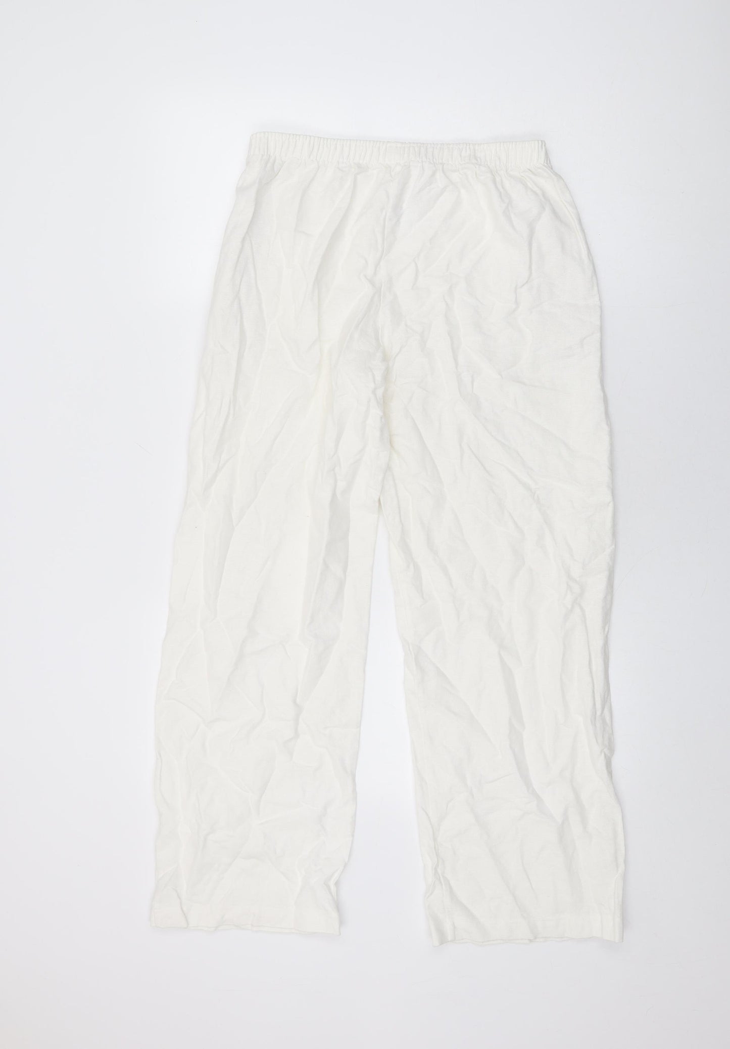 David Nieper Womens White Linen Trousers Size 12 L28 in Regular