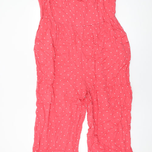 Marks and Spencer Womens Pink Polka Dot Viscose Jumpsuit One-Piece Size 18 L27 in Pullover