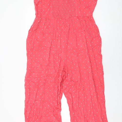 Marks and Spencer Womens Pink Polka Dot Viscose Jumpsuit One-Piece Size 18 L27 in Pullover