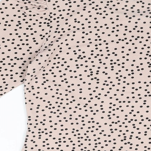 Warehouse Womens Pink Polka Dot Polyester Basic T-Shirt Size 10 Round Neck