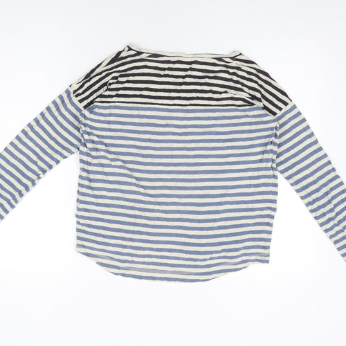 NEXT Womens Blue Striped Cotton Basic T-Shirt Size 8 Round Neck