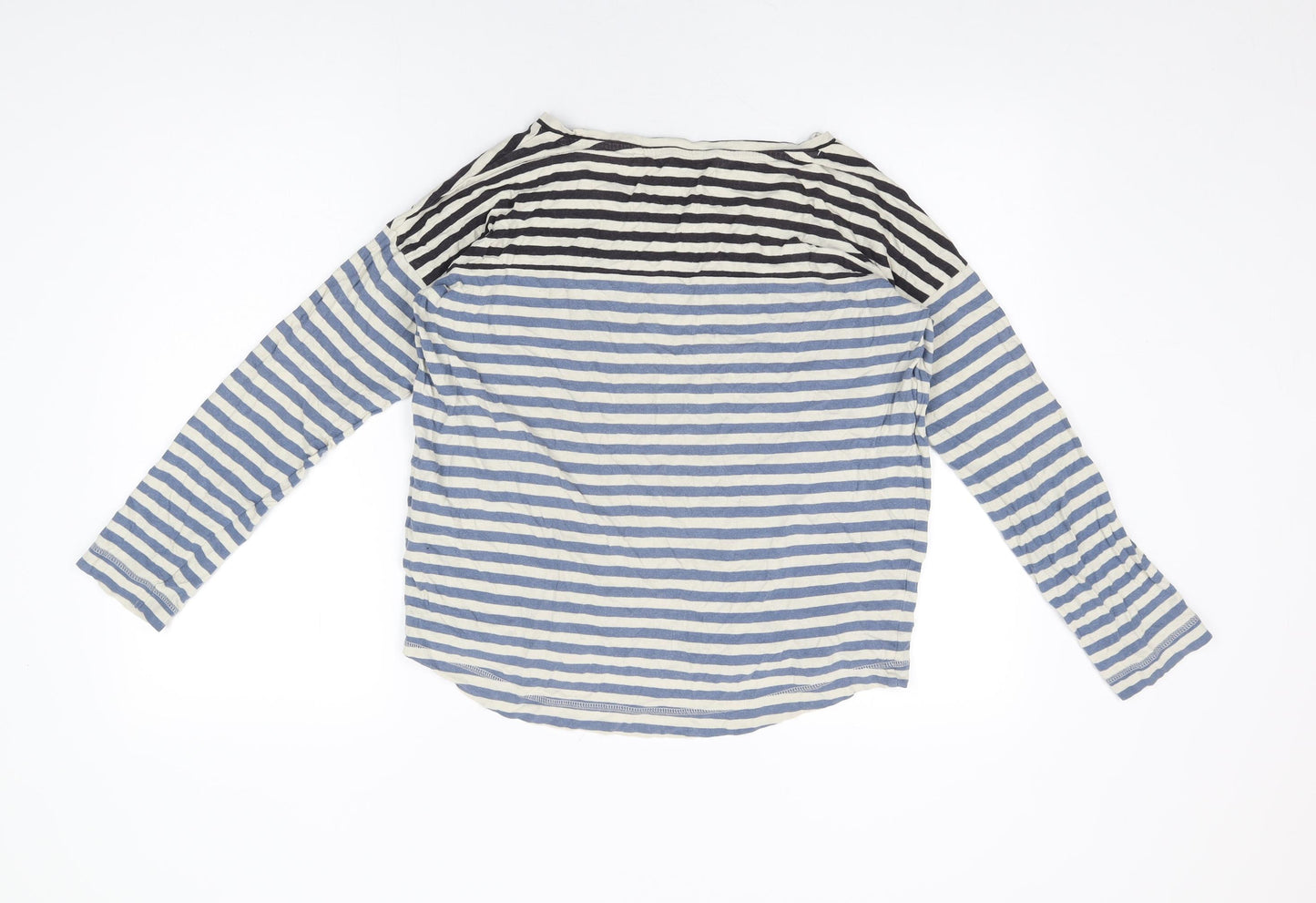 NEXT Womens Blue Striped Cotton Basic T-Shirt Size 8 Round Neck