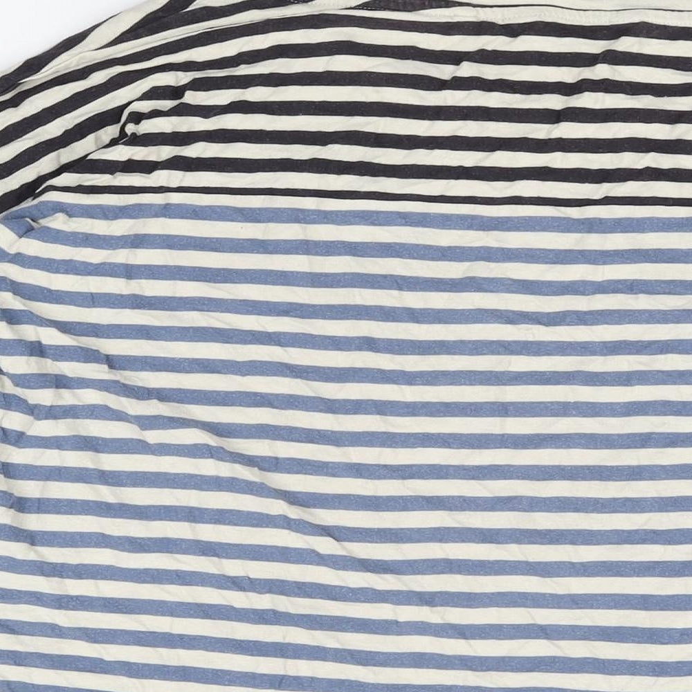 NEXT Womens Blue Striped Cotton Basic T-Shirt Size 8 Round Neck