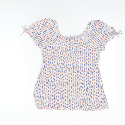 Pepe Jeans Womens White Geometric Cotton Basic T-Shirt Size XS Square Neck