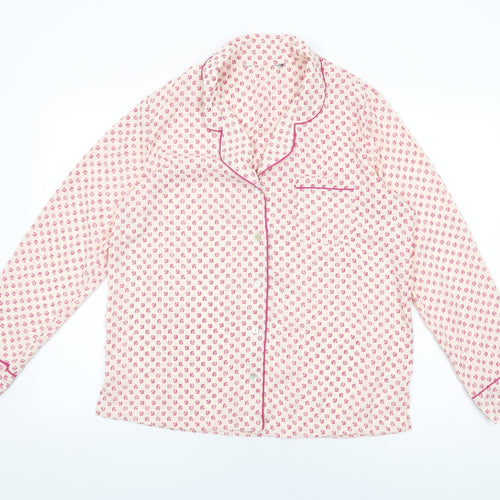 Marks and Spencer Womens Pink Floral Polyester Top Pyjama Top Size 14 Button