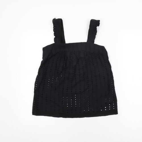 NEXT Womens Black Cotton Basic T-Shirt Size 6 Square Neck