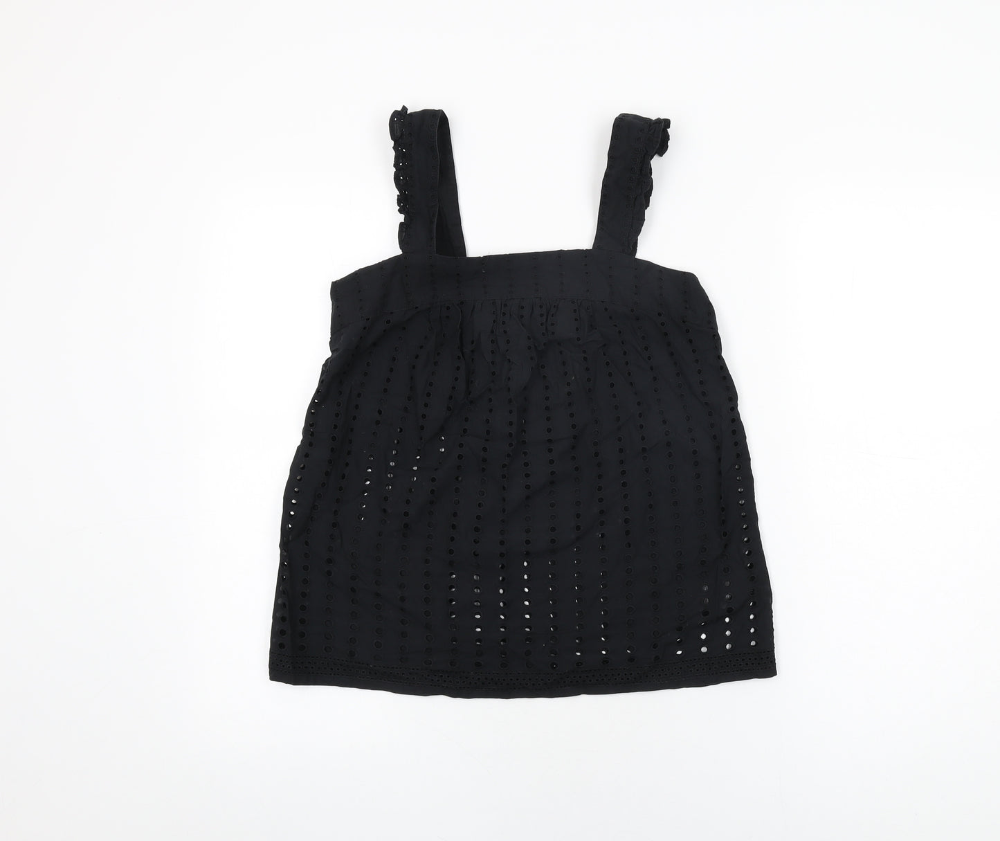 NEXT Womens Black Cotton Basic T-Shirt Size 6 Square Neck