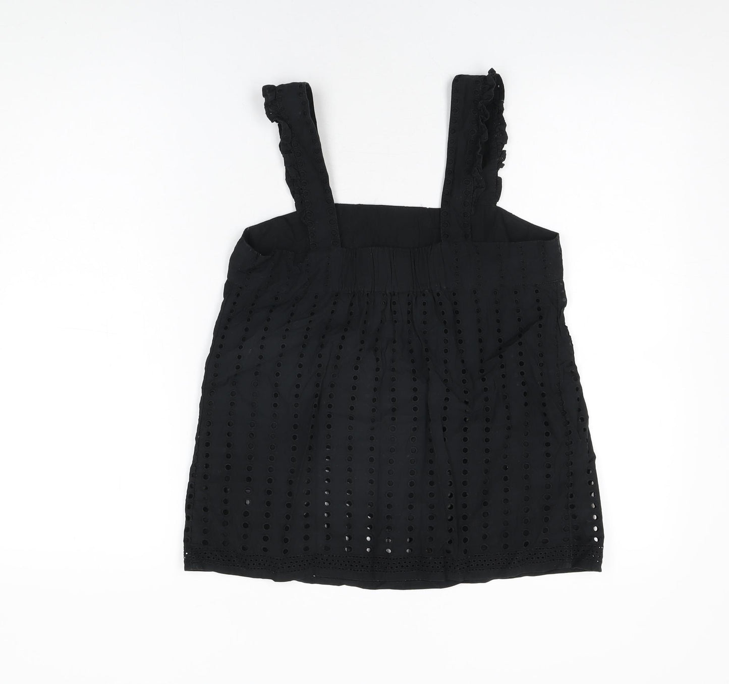 NEXT Womens Black Cotton Basic T-Shirt Size 6 Square Neck
