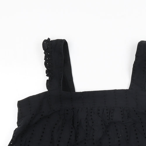 NEXT Womens Black Cotton Basic T-Shirt Size 6 Square Neck