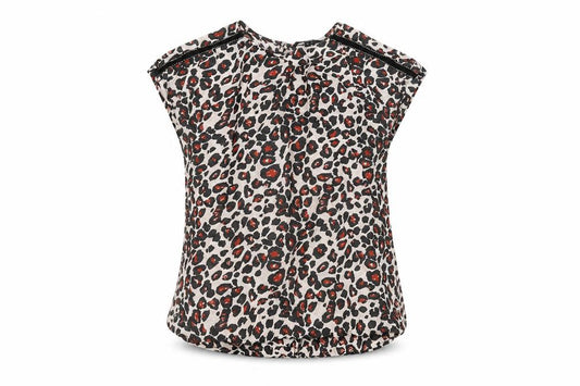 Front view of Next women’s white animal print polyester basic t-shirt, size UK 8, round neck