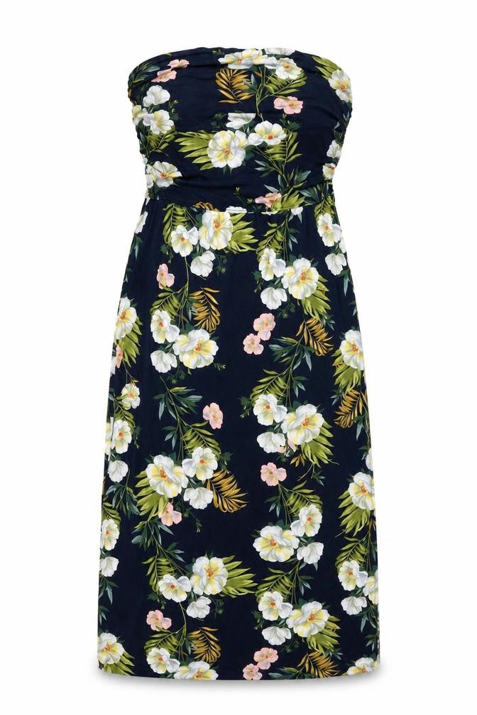 Front view of Oasis women’s blue floral viscose shift, size S, off the shoulder pullover