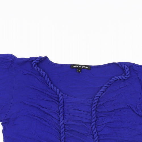 Cable & Gauge Womens Blue Viscose Basic T-Shirt Size L Round Neck
