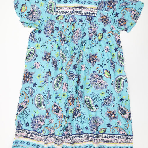 Only Necessities Womens Blue Paisley Cotton Maxi Size 22 Square Neck Button - Size 22-24