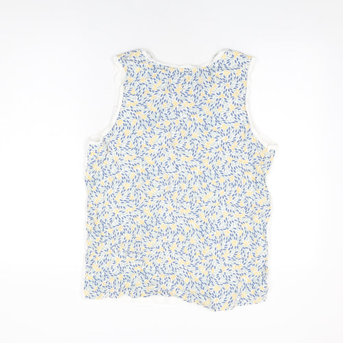 Maison de Nimes Womens White Geometric Cotton Basic T-Shirt Size 14 Round Neck - Live Faithfully, Leaf Print