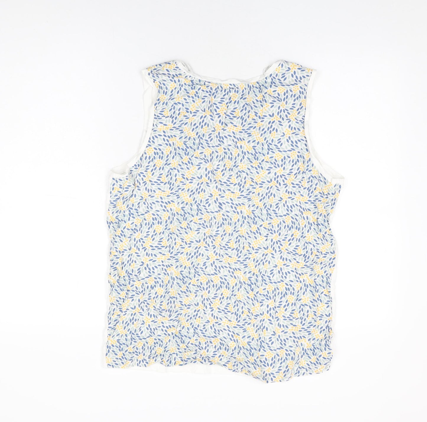 Maison de Nimes Womens White Geometric Cotton Basic T-Shirt Size 14 Round Neck - Live Faithfully, Leaf Print