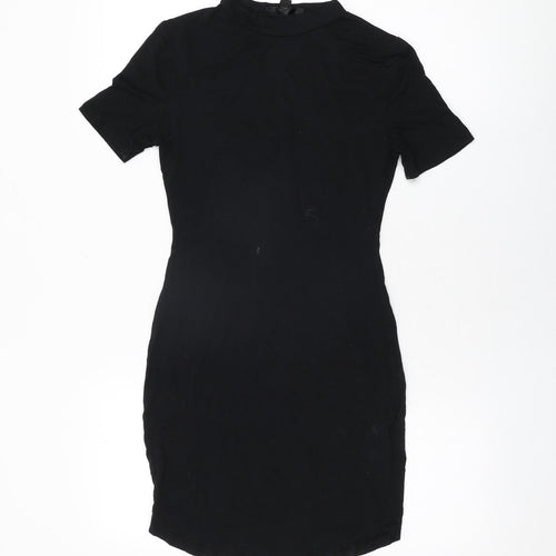 Missguided Womens Black Viscose Bodycon Size 8 Round Neck Pullover