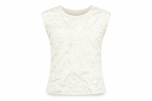 Front view of Pure women’s ivory polyester basic t-shirt, size UK 12, round neck