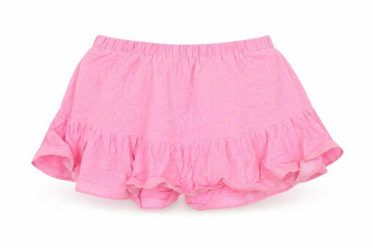 Front view of In the Style women’s pink cotton mini skirt, size UK 10