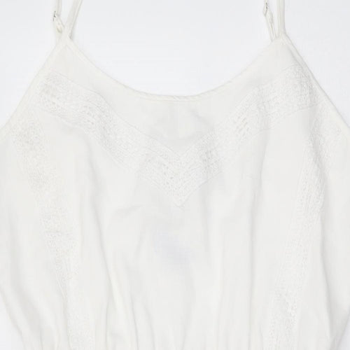 Missguided Womens White Cotton Shift Size 10 Round Neck Pullover