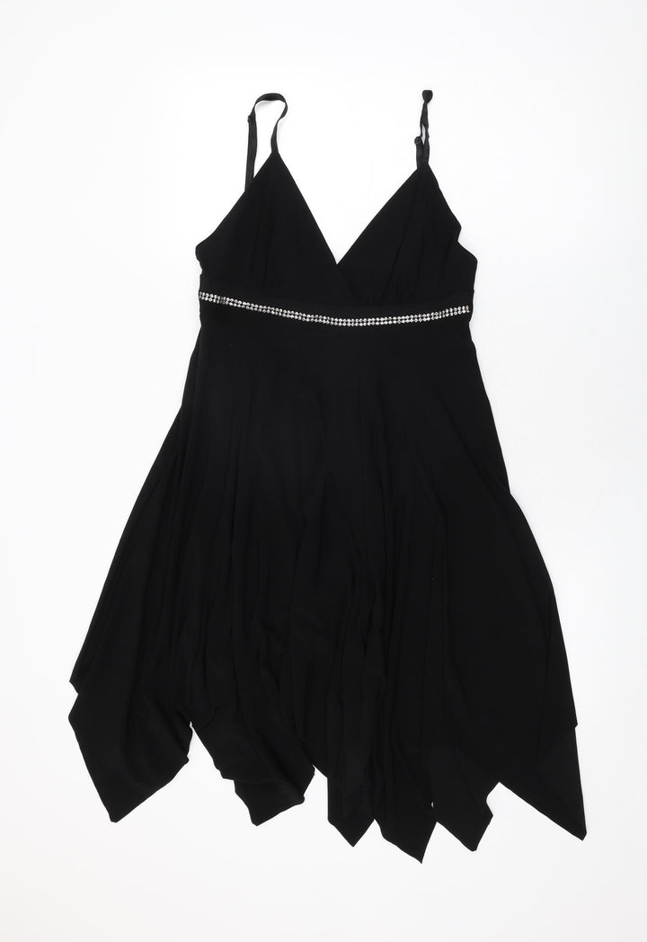 Select Womens Black Polyester Shift Size 14 V-Neck Pullover