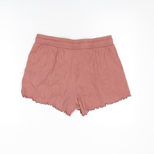 Marks and Spencer Womens Pink Cotton Basic Shorts Size M L3.5 in Regular Drawstring