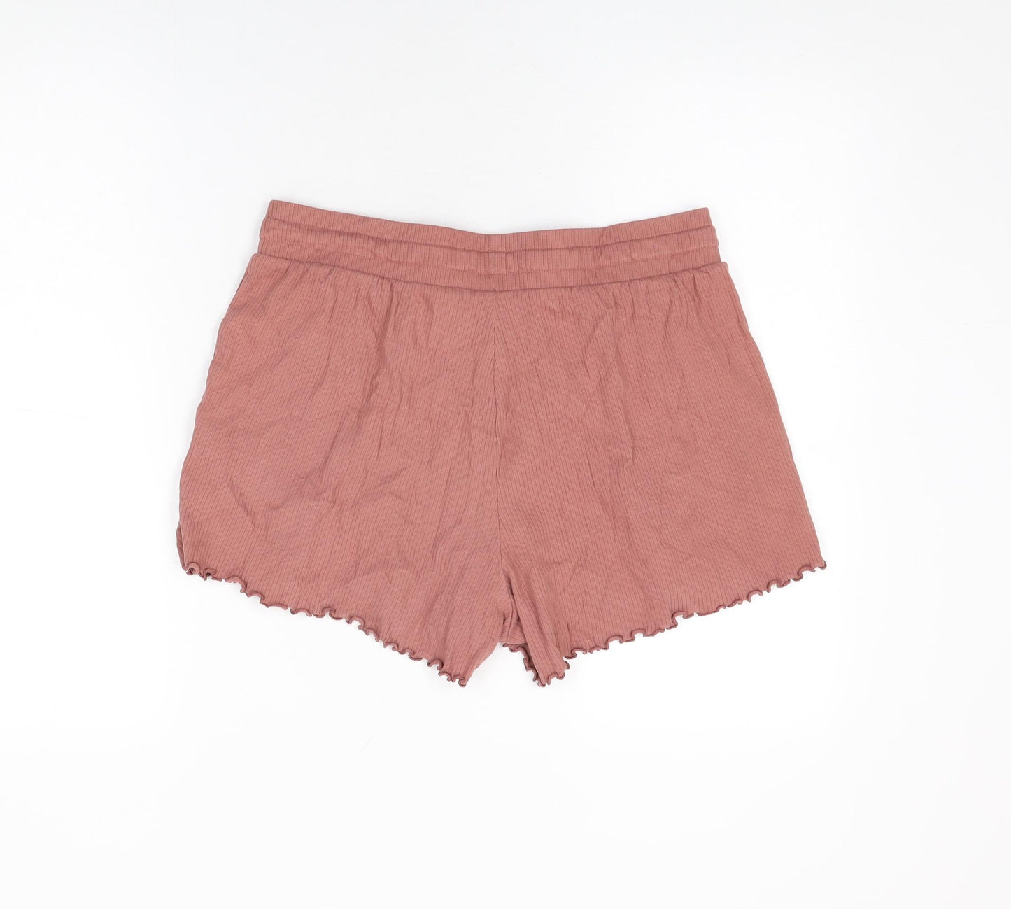 Marks and Spencer Womens Pink Cotton Basic Shorts Size M L3.5 in Regular Drawstring