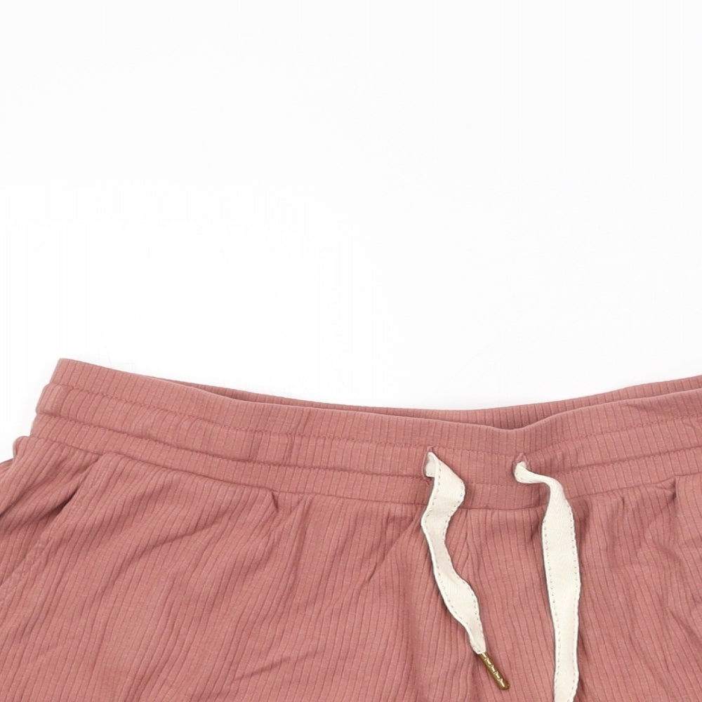 Marks and Spencer Womens Pink Cotton Basic Shorts Size M L3.5 in Regular Drawstring