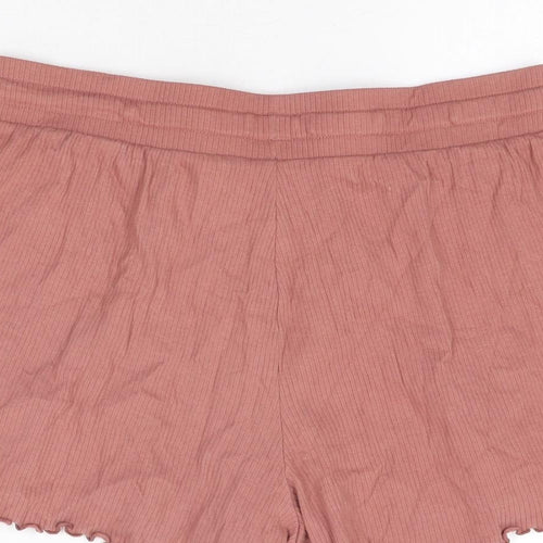 Marks and Spencer Womens Pink Cotton Basic Shorts Size M L3.5 in Regular Drawstring