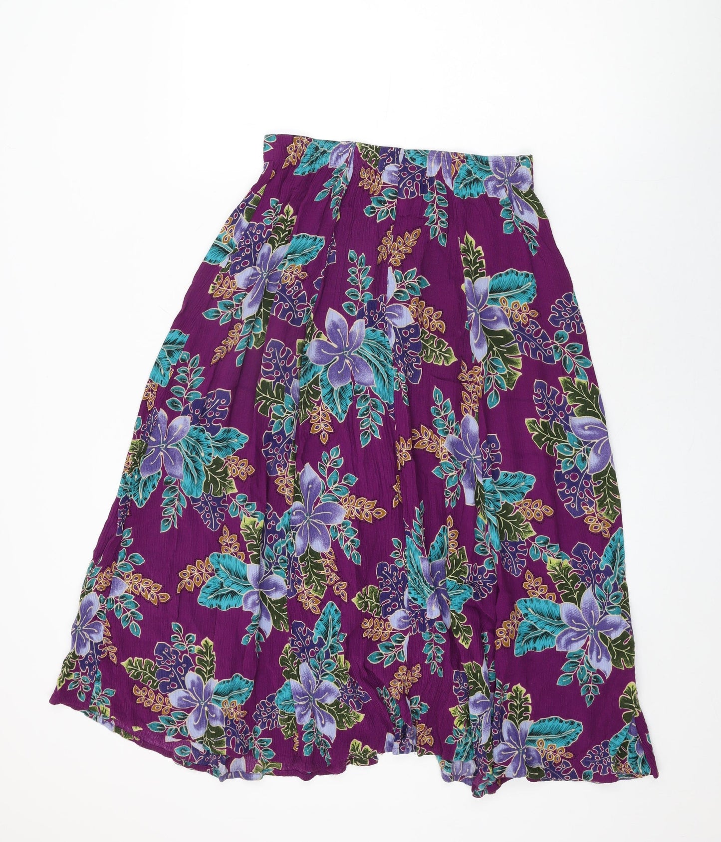 California Krush Womens Purple Floral Rayon Swing Skirt Size M Button