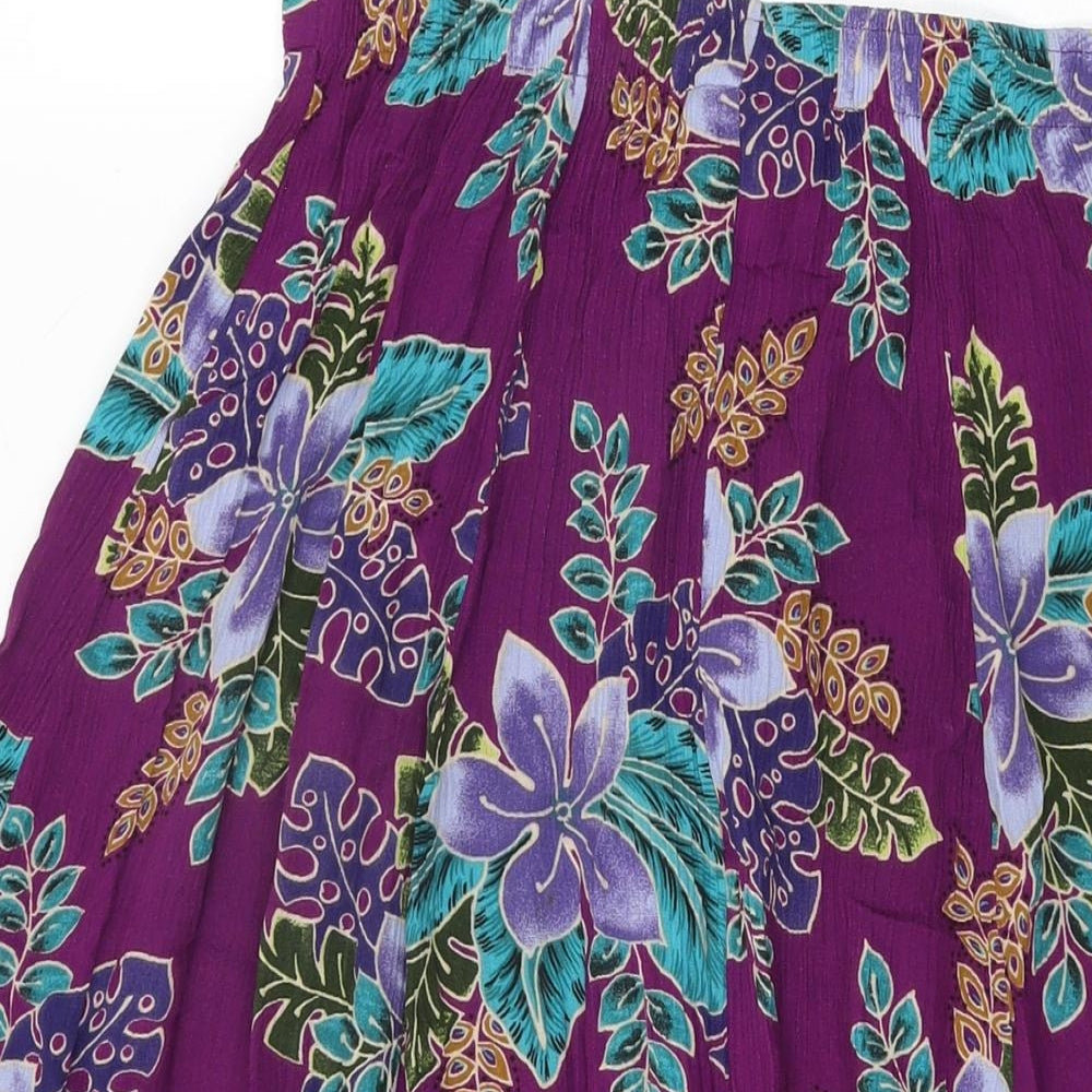 California Krush Womens Purple Floral Rayon Swing Skirt Size M Button