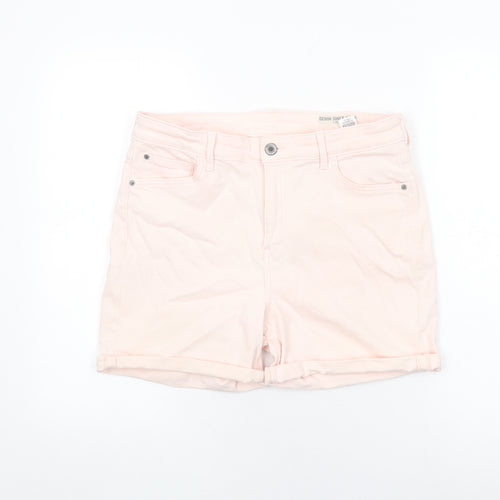 Marks and Spencer Womens Pink Cotton Basic Shorts Size 14 L4.5 in Regular Zip