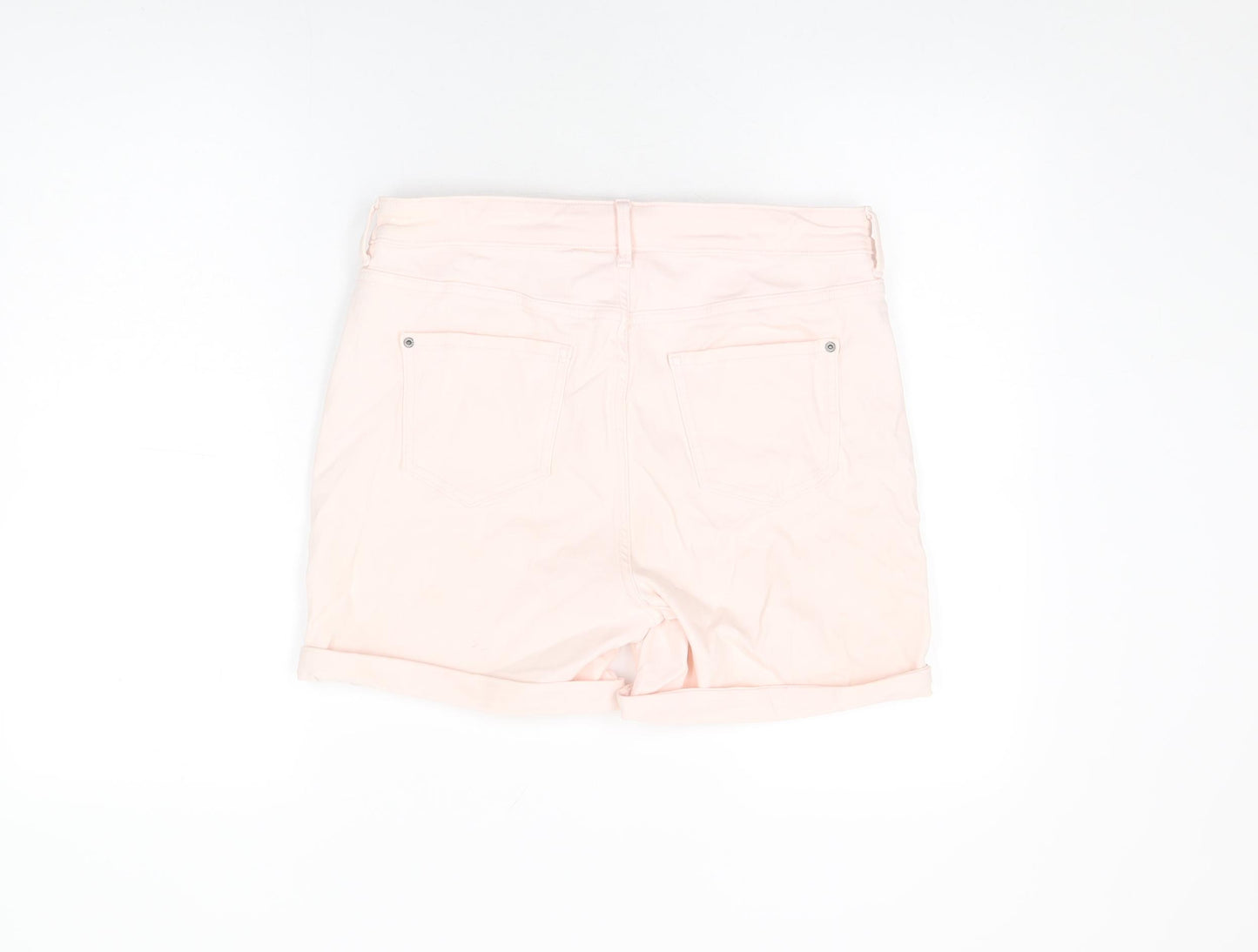 Marks and Spencer Womens Pink Cotton Basic Shorts Size 14 L4.5 in Regular Zip