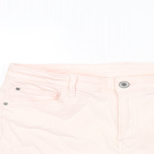 Marks and Spencer Womens Pink Cotton Basic Shorts Size 14 L4.5 in Regular Zip