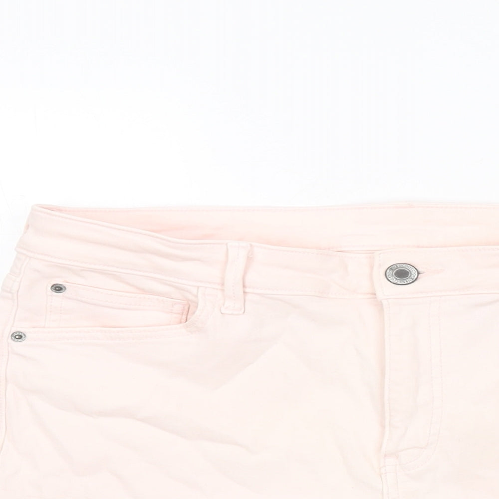 Marks and Spencer Womens Pink Cotton Basic Shorts Size 14 L4.5 in Regular Zip