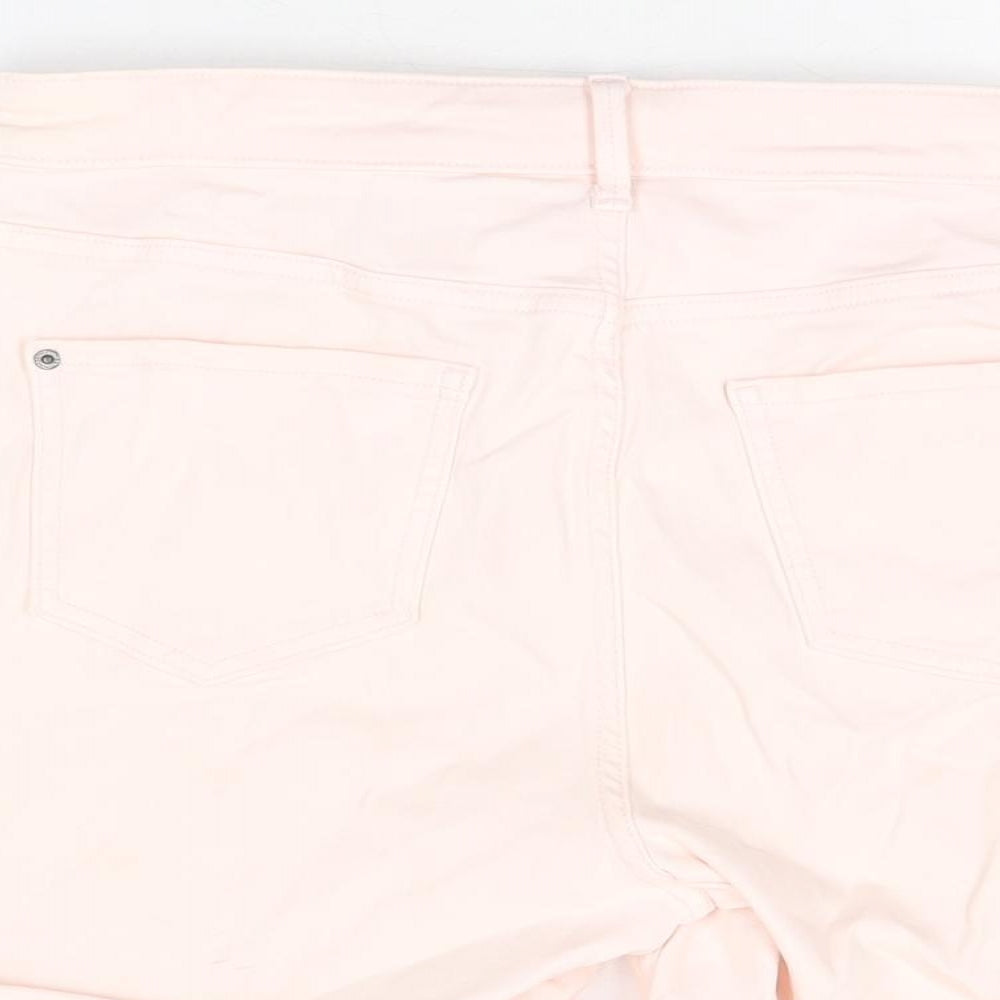 Marks and Spencer Womens Pink Cotton Basic Shorts Size 14 L4.5 in Regular Zip