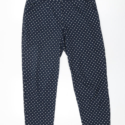 Miss Selfridge Womens Blue Polka Dot Polyester Trousers Size 10 L25 in Regular Zip