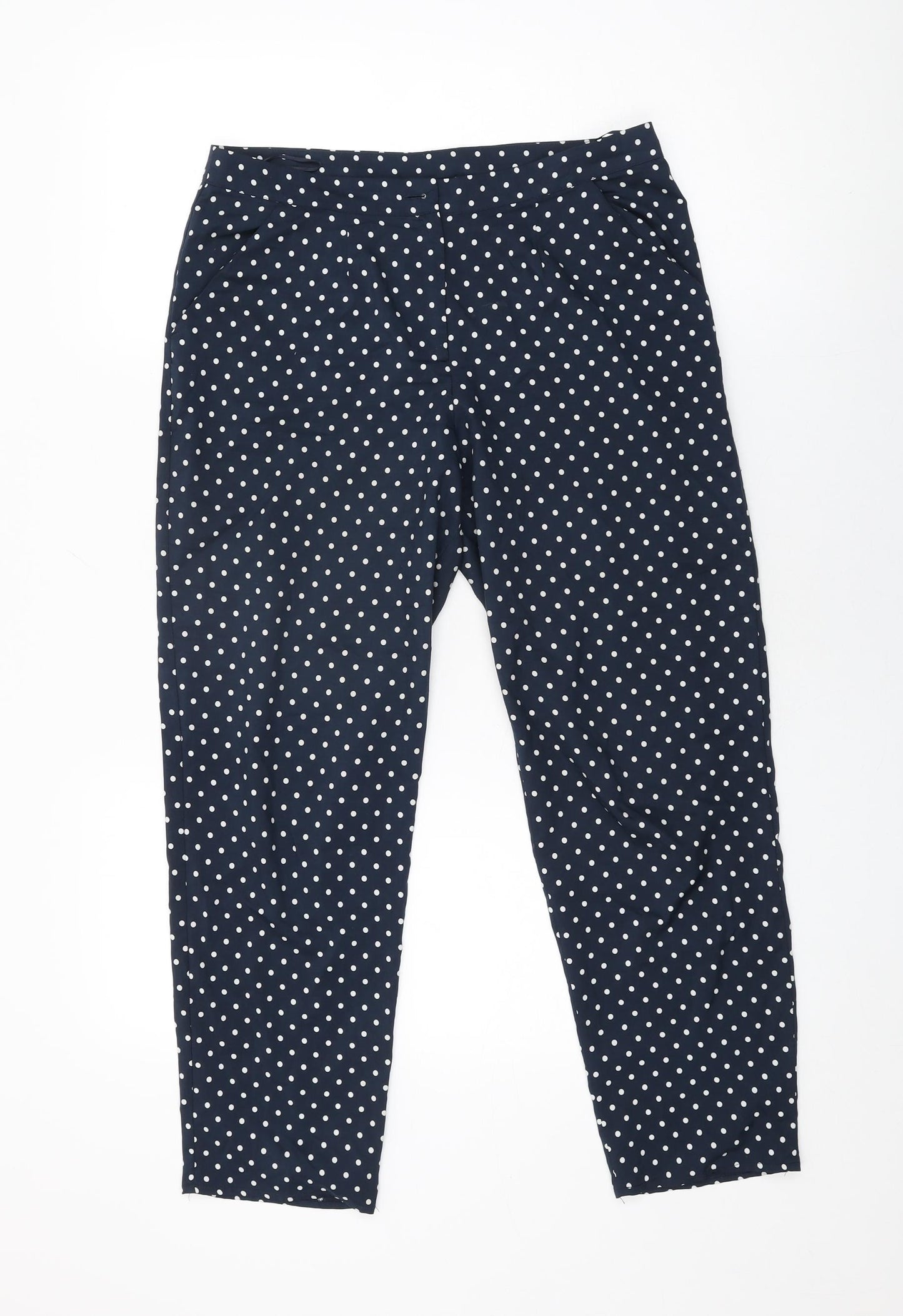 Miss Selfridge Womens Blue Polka Dot Polyester Trousers Size 10 L25 in Regular Zip