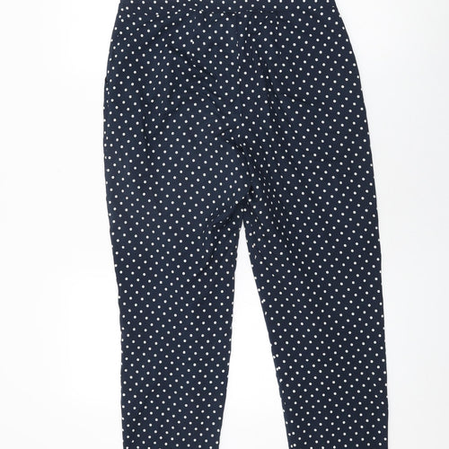 Miss Selfridge Womens Blue Polka Dot Polyester Trousers Size 10 L25 in Regular Zip