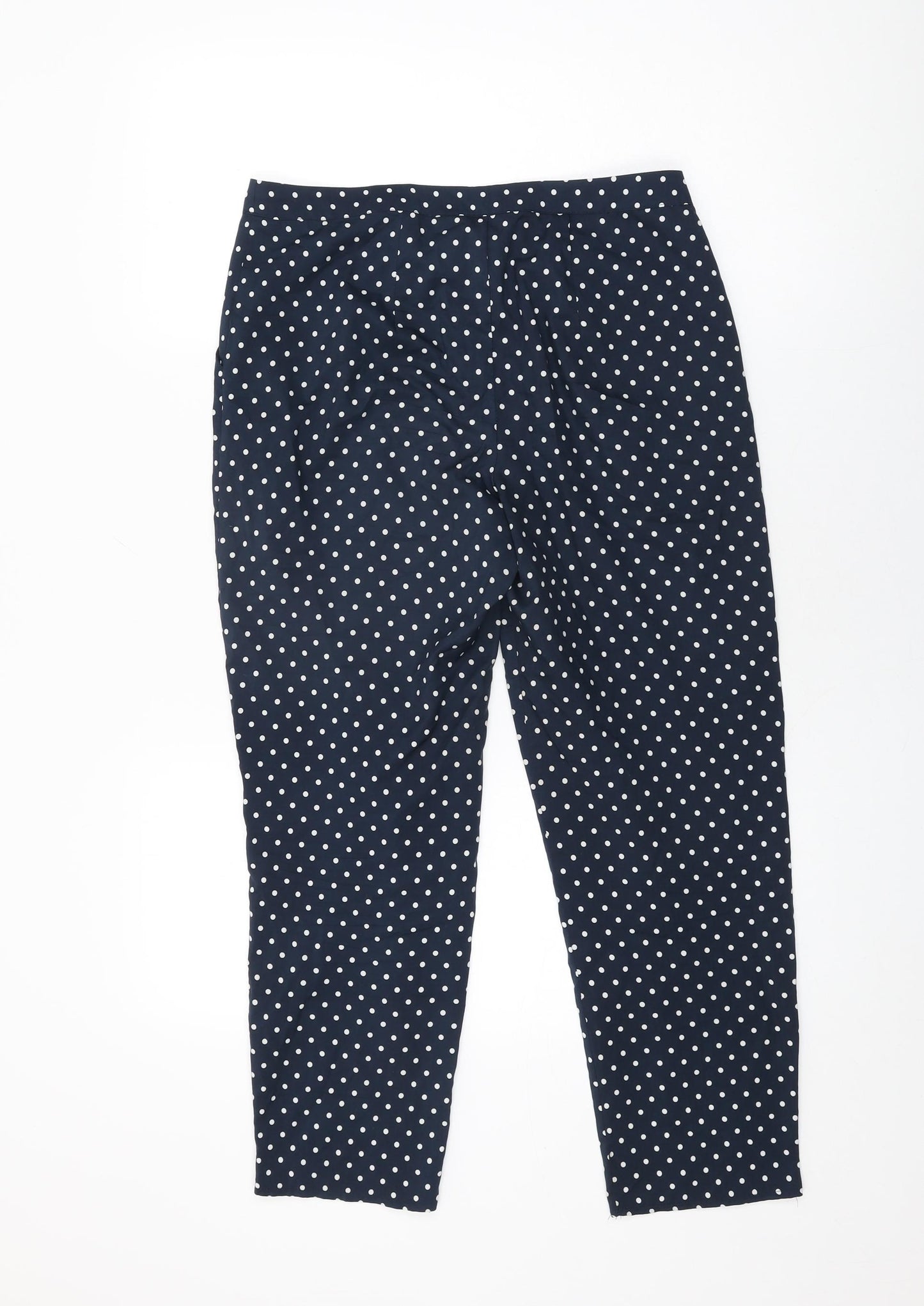 Miss Selfridge Womens Blue Polka Dot Polyester Trousers Size 10 L25 in Regular Zip